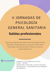 II Jornadas de Psicología General Sanitaria: Salidas profesionales (09/02/19)